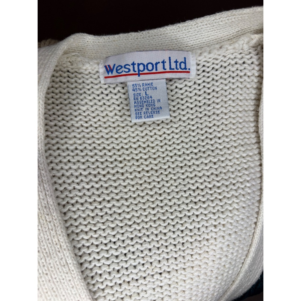Westport Ltd Vintage Argyle Knit Cardigan Sweater Oversized Cottagecore - Picture 3 of 8